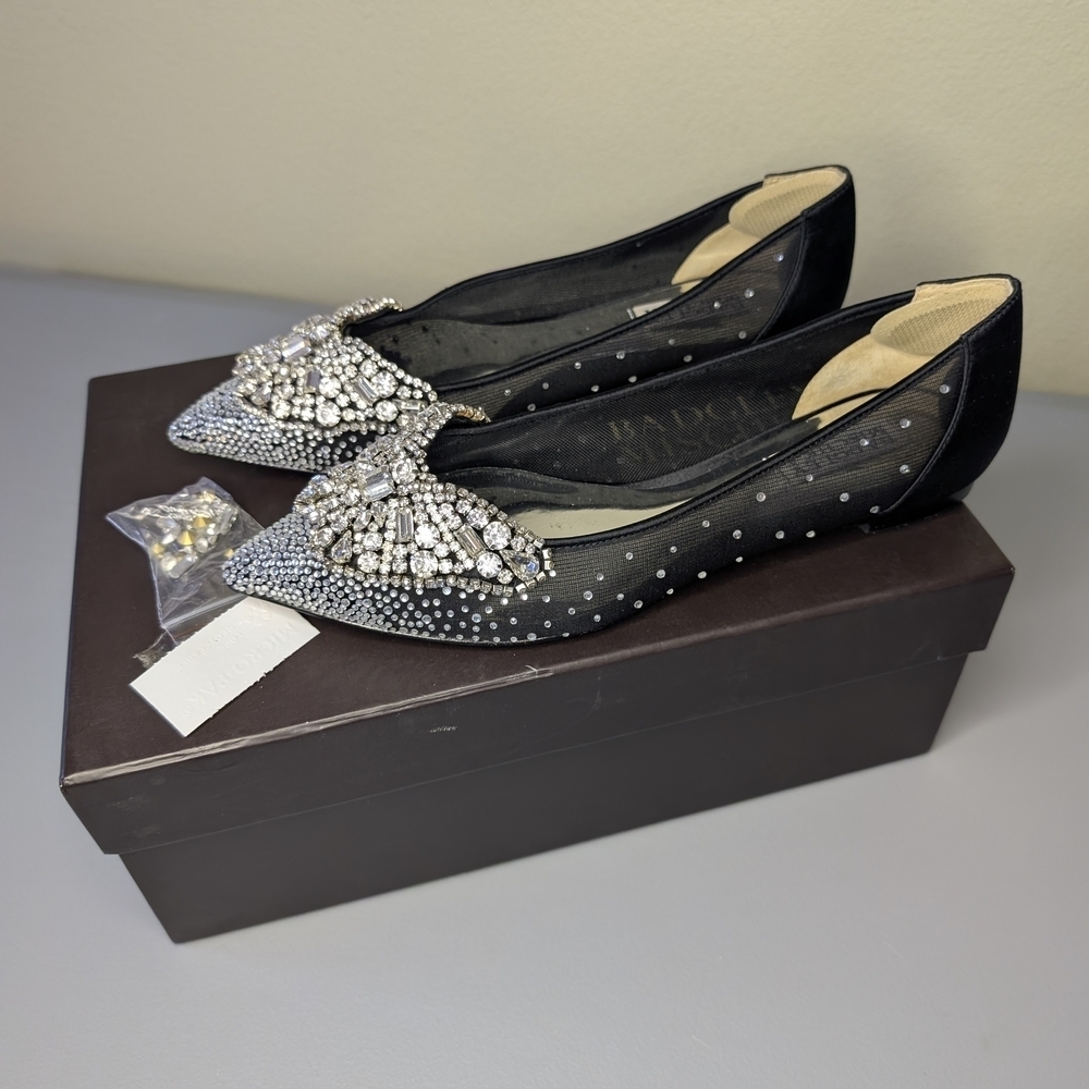 Badgley Mischa Black Quinn Embellished Pointed Toe Women's Evening Flats Size 7 - Picture 9 of 9
